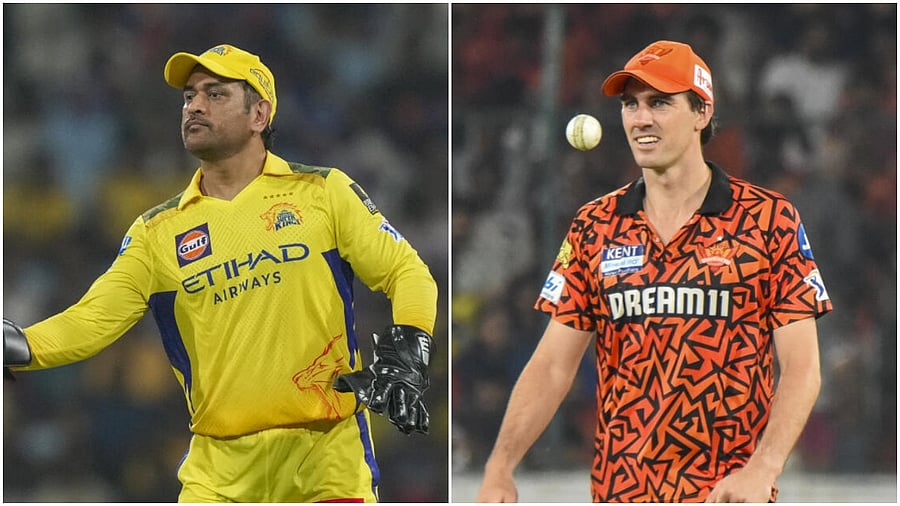 <div class="paragraphs"><p>Chennai Super Kings' skipper MS Dhoni (left) and his Sunisers Hyderabad counterpart Pat Cummins.</p></div>