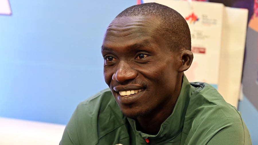 <div class="paragraphs"><p>Joshua Cheptegei talks during an interview at TCS World 10K in Bengaluru on Friday. </p></div>