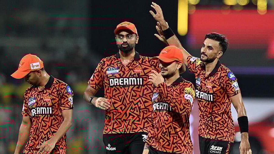 <div class="paragraphs"><p>Sunrisers Hyderabad's Harshal Patel celebrates after dismissing Chennai Super Kings' Sam Curran during their IPL tie. </p></div>