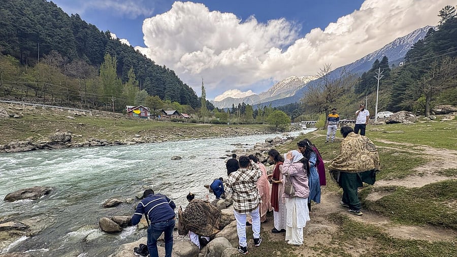 <div class="paragraphs"><p>Tourists at the Pahalgam area in Kashmir on Friday. </p></div>