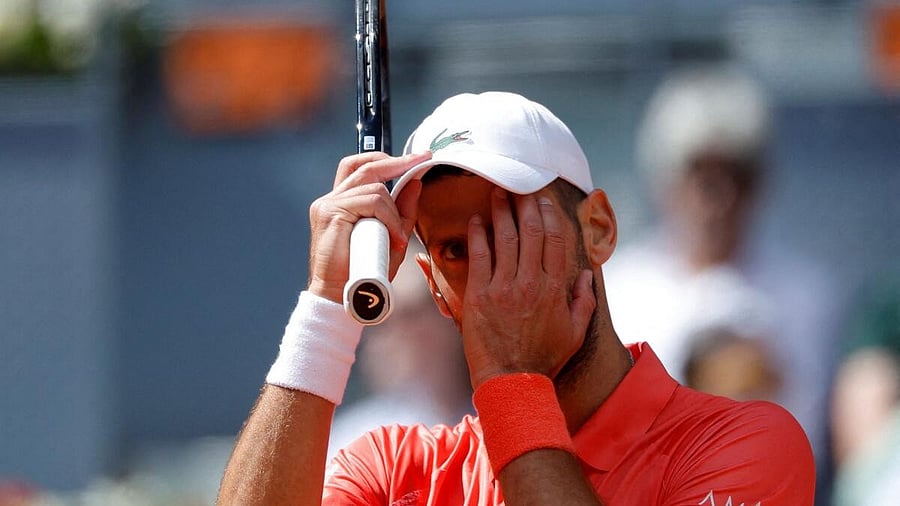 <div class="paragraphs"><p>Serbia's Novak Djokovic reacts during his round of 64 match against Italy's Matteo Arnaldi.&nbsp;</p></div>