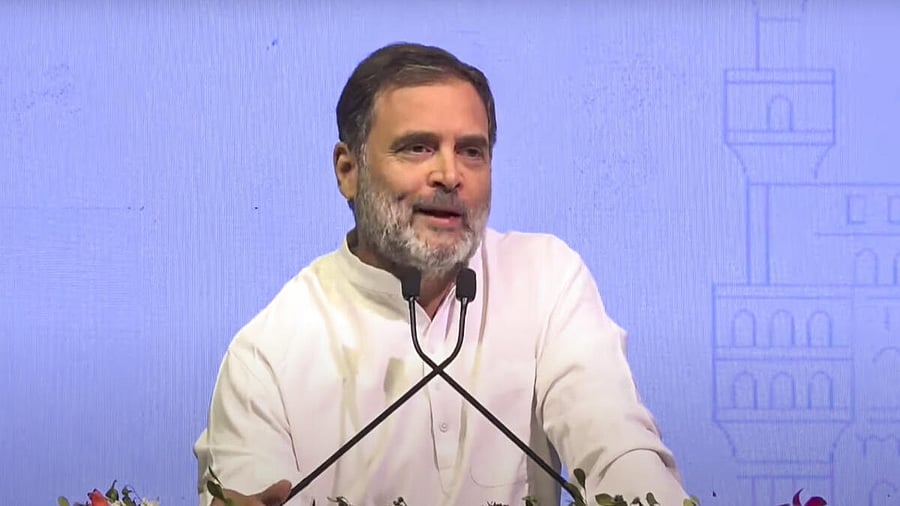 <div class="paragraphs"><p>Rahul Gandhi at Bharat Summit 2025 in Hyderabad.</p></div>