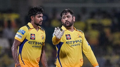 <div class="paragraphs"><p>Chennai Super Kings’ captain MS Dhoni and Matheesha Pathirana celebrate the wicket of Sunrisers Hyderabad’s Aniket Verma during an Indian Premier League (IPL) 2025 T20 cricket match between Chennai Super Kings and Sunrisers Hyderabad, at the MA Chidambaram Stadium, in Chennai, Friday.</p></div>