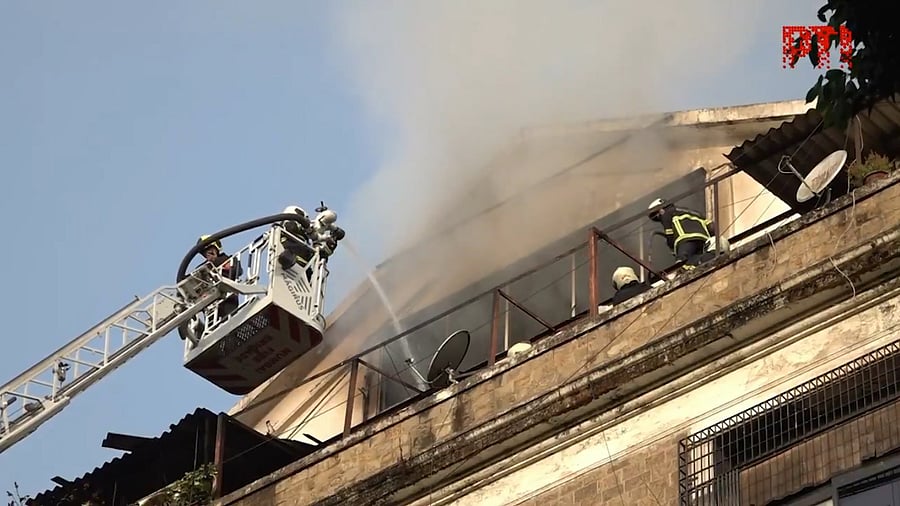 <div class="paragraphs"><p>A screengrab from the video of the fire incident</p></div>