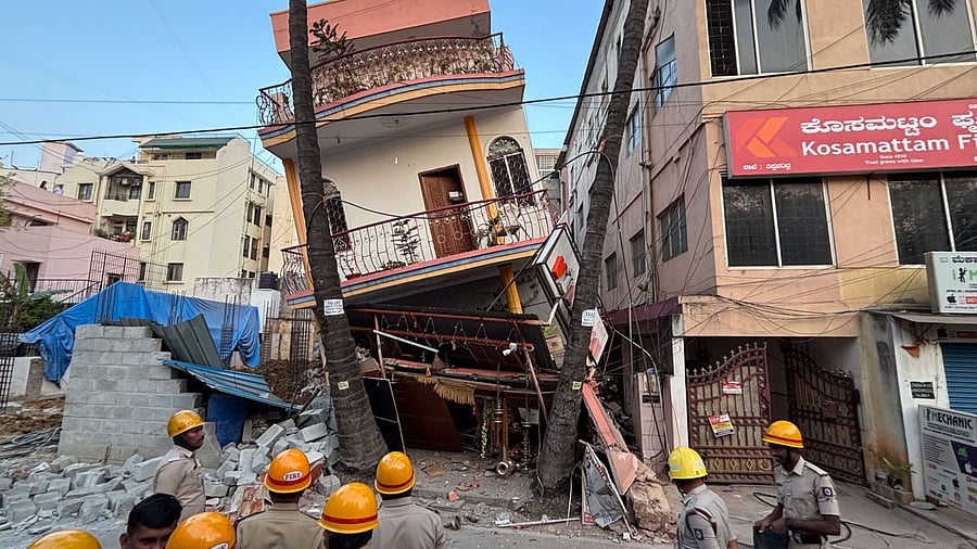 <div class="paragraphs"><p>In February this year, a two-storey house in New Thippasandra collapsed after the neighbour damaged its pillar while laying the foundation for a new building. DH Photo  . </p></div>