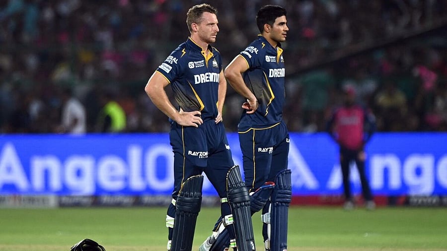 <div class="paragraphs"><p>Gujarat Titans' Shubman Gill and Jos Buttler during the match.</p></div>