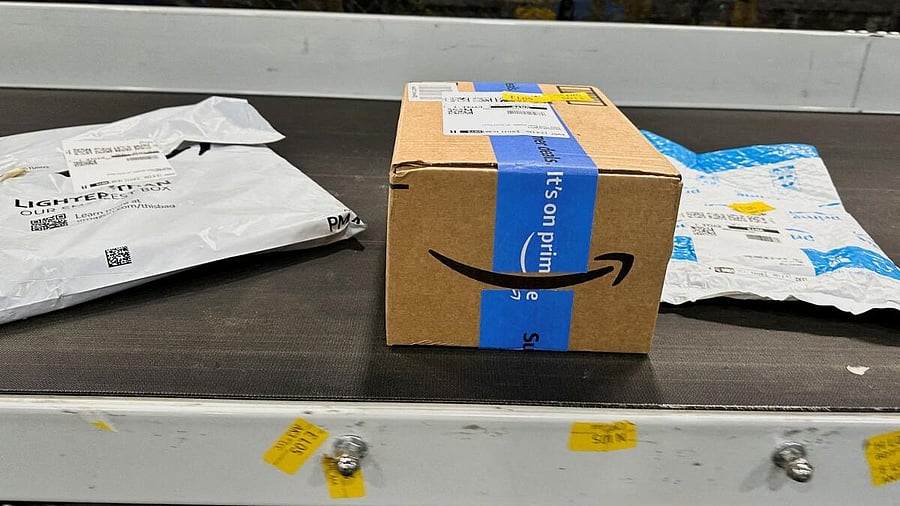 <div class="paragraphs"><p>Packages are transported on a conveyor belt at anAmazon warehouse.</p></div>