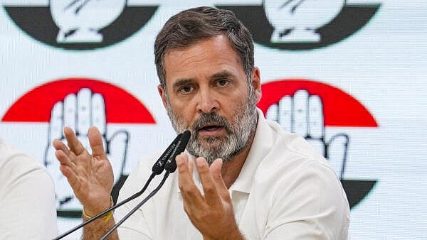 <div class="paragraphs"><p>Leader of Opposition in the Lok Sabha Rahul Gandhi addresses a press conference at the party office, in New Delhi.</p></div>