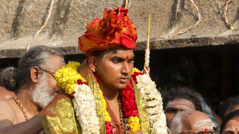 <div class="paragraphs"><p>Sri Duddu Satya Venkata Surya Subramanya Ganesha Sharma Dravid during his 'Sanyasa Deeksha' ritual in Kanchipuram.&nbsp;</p></div>
