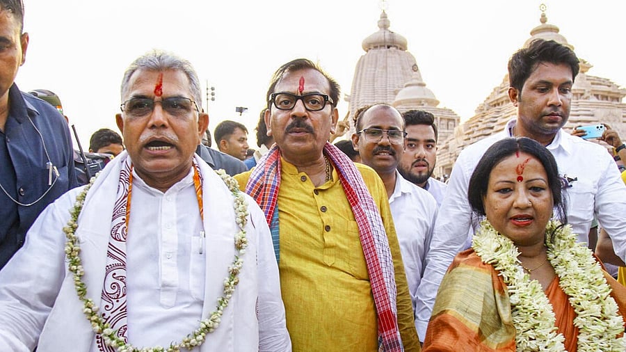 <div class="paragraphs"><p>BJP leader Dilip Ghosh and others during the inauguration of the newly built Jagannath Temple.</p></div>