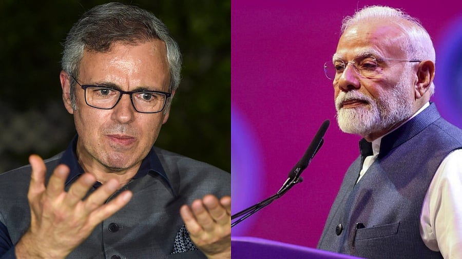 <div class="paragraphs"><p>From left: Omar Abdullah, PM Modi</p></div>