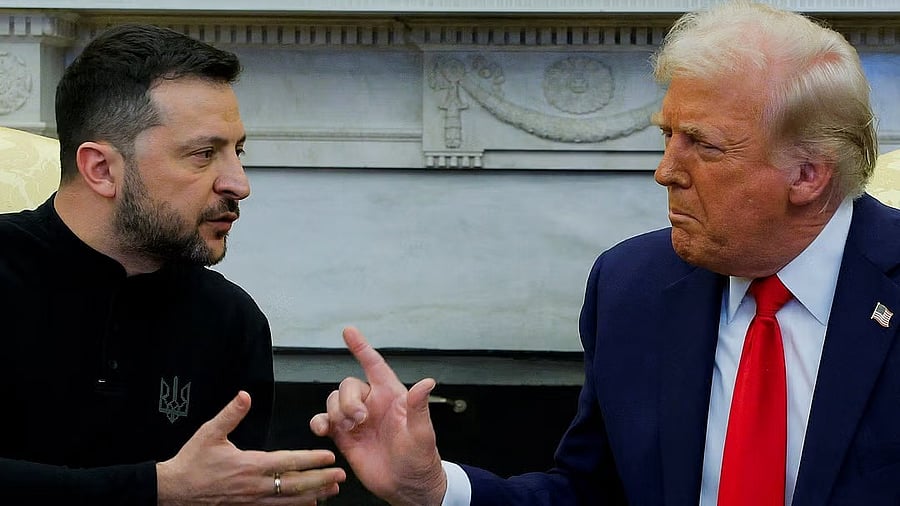 <div class="paragraphs"><p>US President Donald Trump (R) meets with Ukrainian President Volodymyr Zelenskyy (L).</p></div>