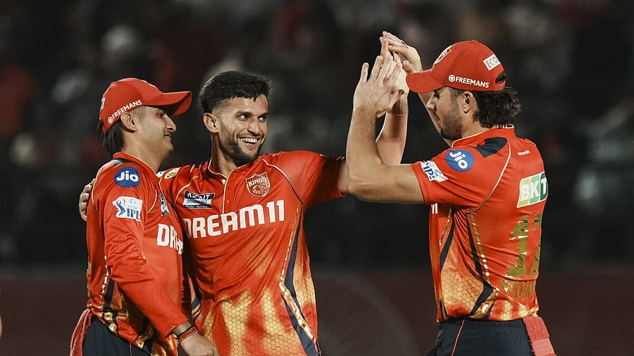 <div class="paragraphs"><p>Punjab Kings' bowler Azmatullah Omarzai celebrates with teammates after the wicket of Lucknow Super Giants' batter David Miller during the Indian Premier League (IPL) 2025 match between Punjab Kings and Lucknow Super Giants, at Himachal Pradesh Cricket Association Stadium, in Dharamshala, Sunday, May 4, 2025.</p></div>