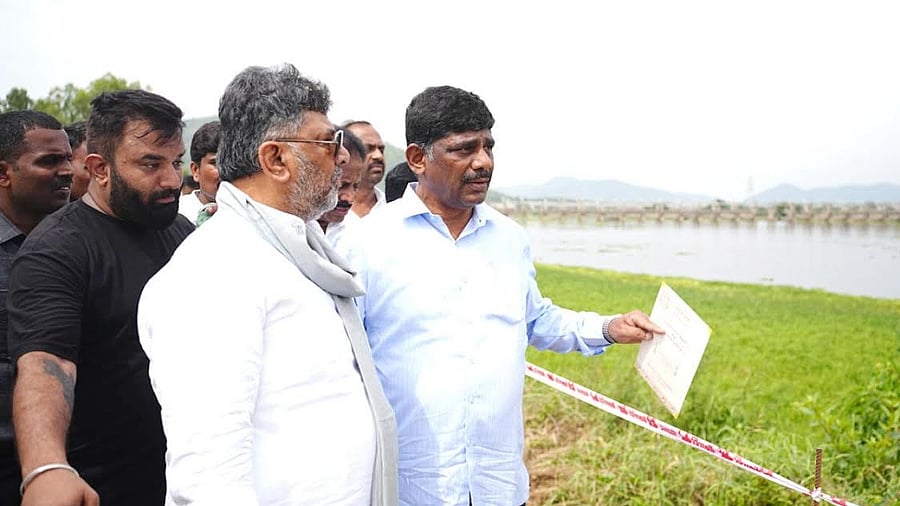 <div class="paragraphs"><p>D K Shivakumar after the&nbsp;groundbreaking puja for the pipeline works for Sattegala drinking water project.</p></div>