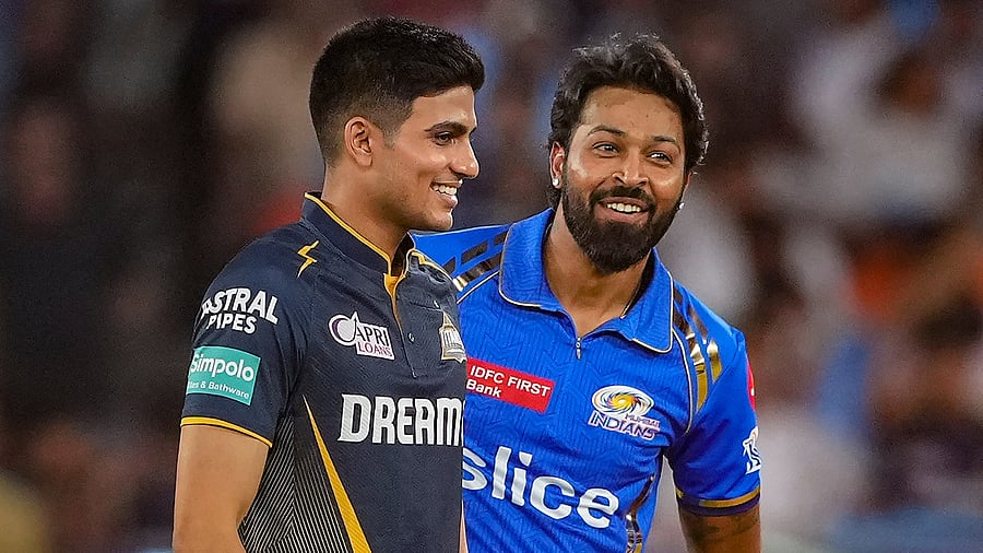 <div class="paragraphs"><p> Mumbai Indians captain Hardik Pandya and Gujarat Titans' captain Shubman Gill during the toss </p></div>
