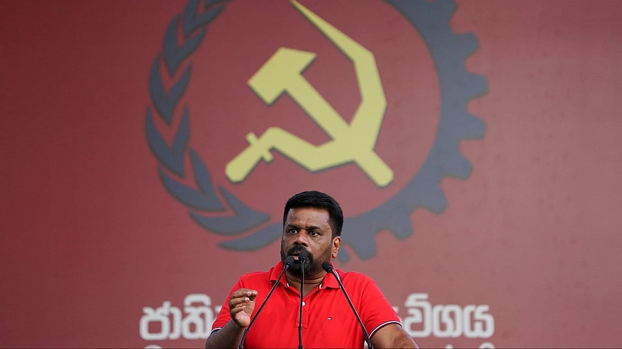 <div class="paragraphs"><p>Anura Kumara Dissanayake, President of Sri Lanka gives a speech during the May Day rally organized by the National People's Power Party in Colombo, Sri Lanka, May 1, 2025. </p></div>