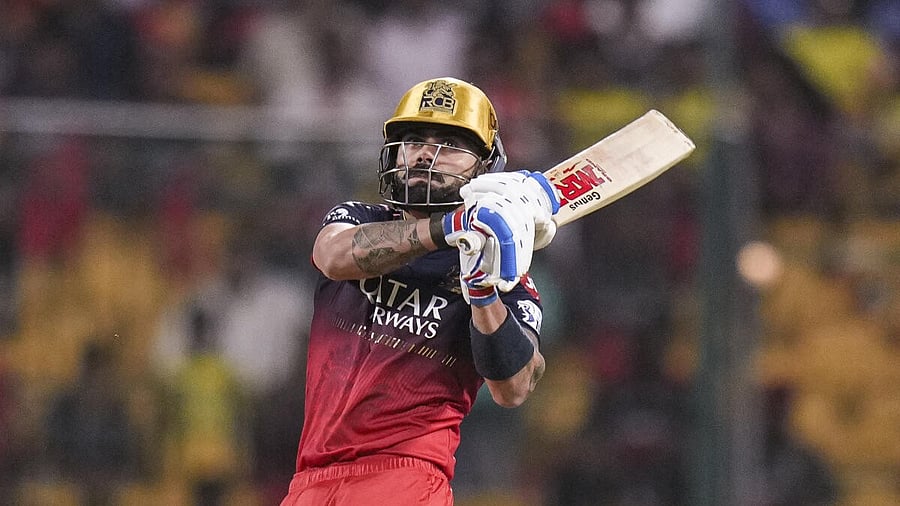<div class="paragraphs"><p> Virat Kohli plays a shot during the Indian Premier League (IPL) 2025 cricket match between Royal Challengers Bengaluru and Chennai Super Kings.</p></div>