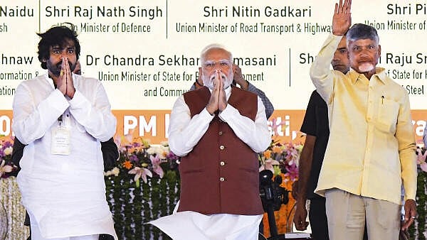 <div class="paragraphs"><p>Prime Minister Narendra Modi with Andhra Pradesh Chief Minister N Chandrababu Naidu and Deputy CM Pawan Kalyan</p></div>
