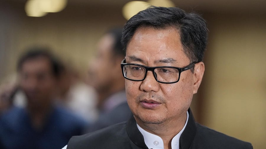 <div class="paragraphs"><p>Union Parliamentary Affairs Minister Kiren Rijiju talks to the media as he leaves after attending an all-party meeting over Operation Sindoor, in New Delhi, Thursday, May 8, 2025.</p></div>
