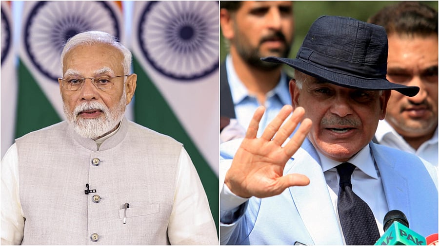 <div class="paragraphs"><p>Indian Prime Minister Narendra Modi (L); Pakistan Prime Minister Shahbaz Sharif. </p></div>