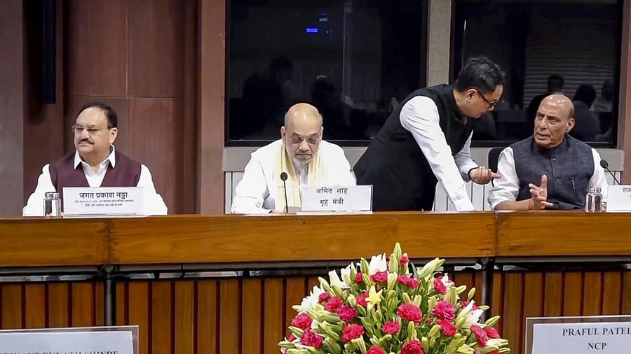 <div class="paragraphs"><p>Union Ministers Rajnath Singh, Amit Shah, J P Nadda and Kiren Rijiju during an all-party meeting being held over Operation Sindoor, in New Delhi</p></div>