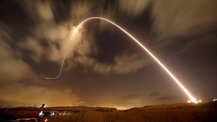 <div class="paragraphs"><p>The Iron Dome anti-missile system fires an interceptor missile.</p></div>