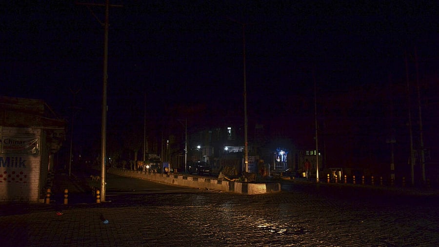 <div class="paragraphs"><p>View of a street in Srinagar amid blackout.</p></div>