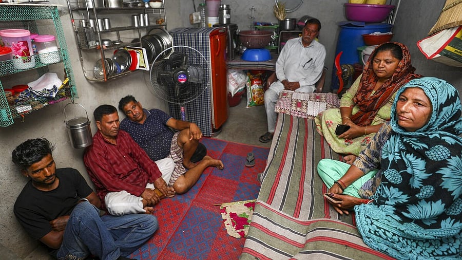 <div class="paragraphs"><p>People take shelter in a bunker amid escalating tensions between India and Pakistan, in Jammu, Thursday. </p></div>