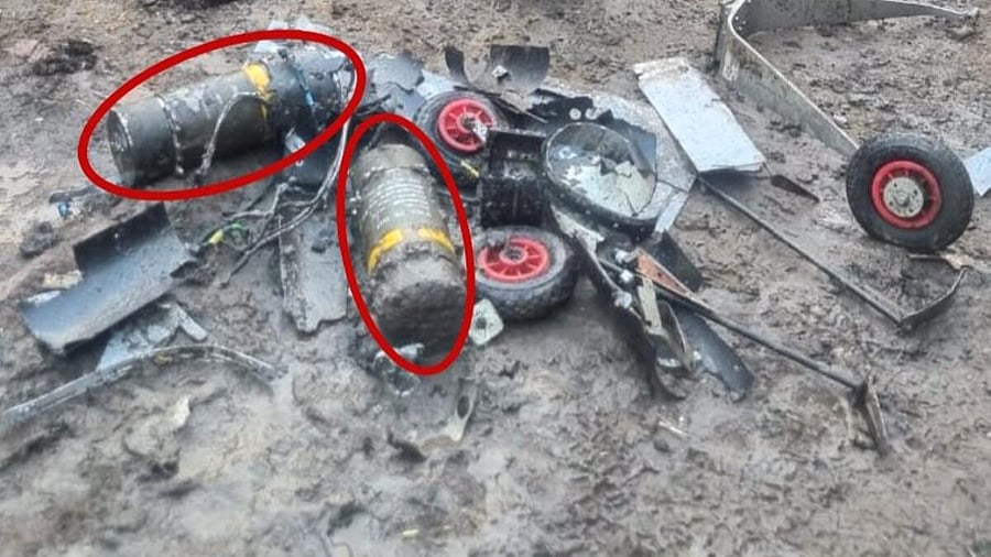 <div class="paragraphs"><p>Wreckage of hostile drones and other munitions from Pakistan, found after being destroyed by air defence units following an attack from the neighbouring country, in Amritsar.</p></div>