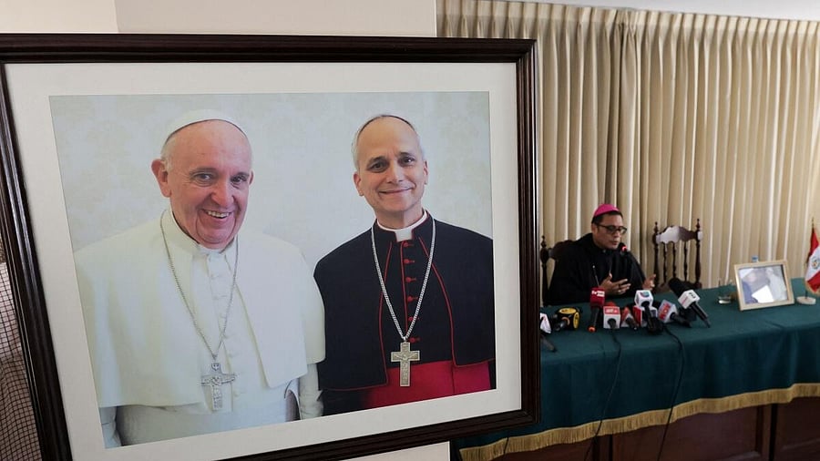 <div class="paragraphs"><p>A picture depicting late Pope Francis and Pope Leo XIV prior to his election</p></div>