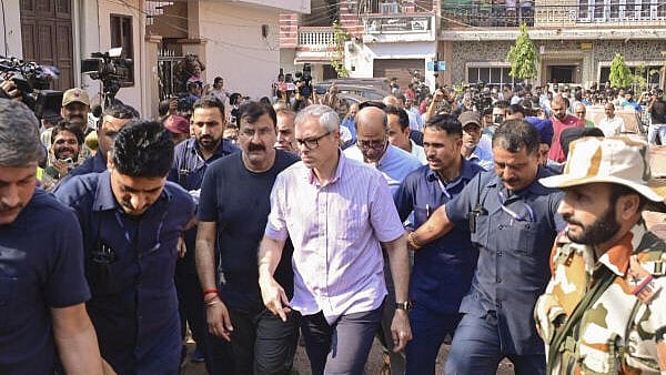 <div class="paragraphs"><p>J&amp;K Chief Minister Omar Abdullah during a visit to see the damage caused by attacks from Pakistan, at Rehari and Roopnagar areas of Jammu.</p></div>