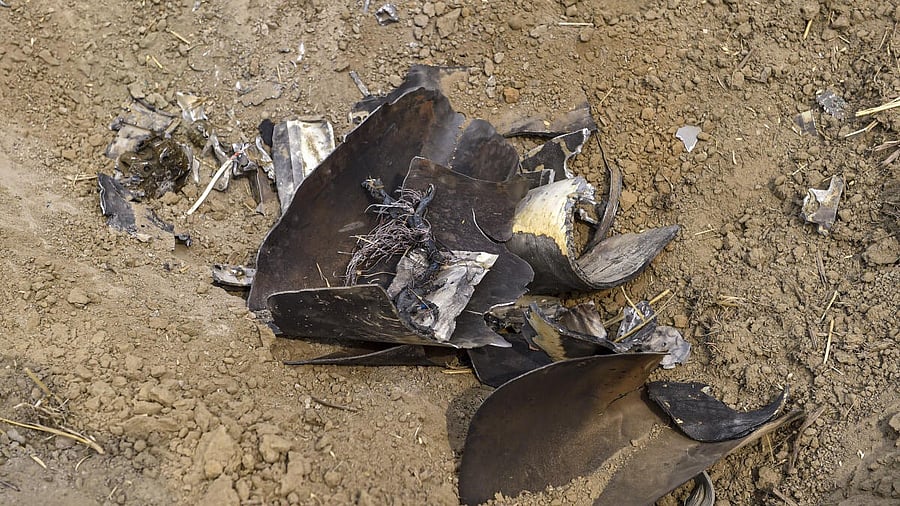 <div class="paragraphs"><p>The debris of an unidentified projectile which landed amid the conflict between India and Pakistan.</p></div>