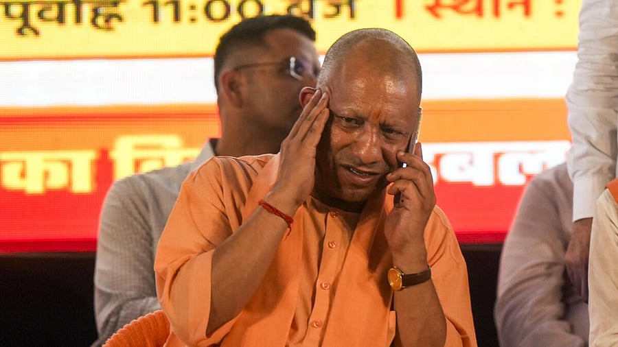 <div class="paragraphs"><p>Uttar Pradesh Chief Minister Yogi Adityanath during an event where Defence Minister Rajnath Singh virtually inaugurated the BrahMos Aerospace Integration and Testing Facility, in Lucknow, Sunday, May 11, 2025.</p></div>