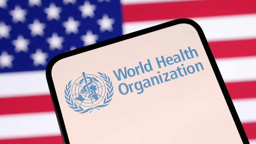 <div class="paragraphs"><p>World Health Organization  logo and US flag are seen in this illustration taken April 23, 2025. </p></div>