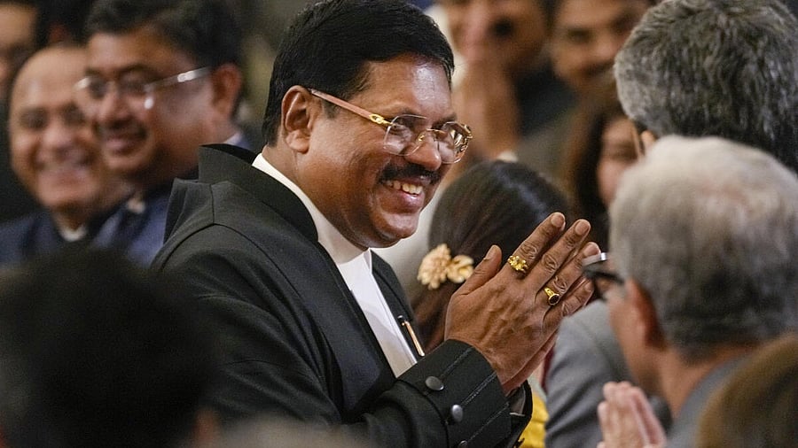 <div class="paragraphs"><p>Justice Bhushan Ramkrishna Gavai during his swearing-in as the 52nd Chief Justice of India, at Rashtrapati Bhavan in New Delhi, Wednesday.&nbsp;</p></div>