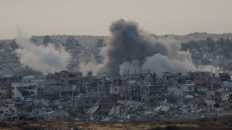 <div class="paragraphs"><p>Smoke rises from Gaza following an explosion, as seen from Israel</p></div>