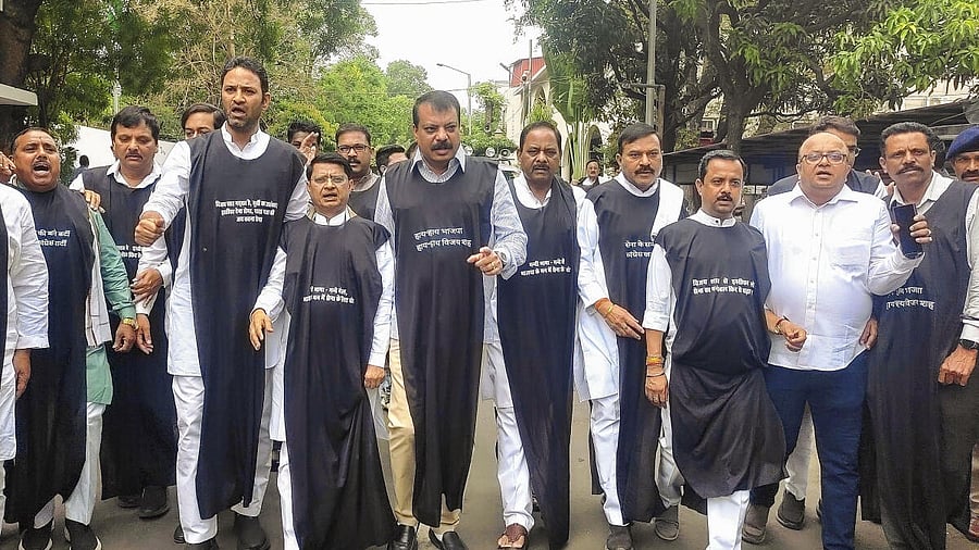 <div class="paragraphs"><p>LoP in the Madhya Pradesh Assembly and Congress leader Umang Singhar with party MLAs leave after submitting a memorandum against state minister Vijay Shah over his objectionable remarks aimed at Colonel Sofiya Qureshi, in Bhopal</p></div>