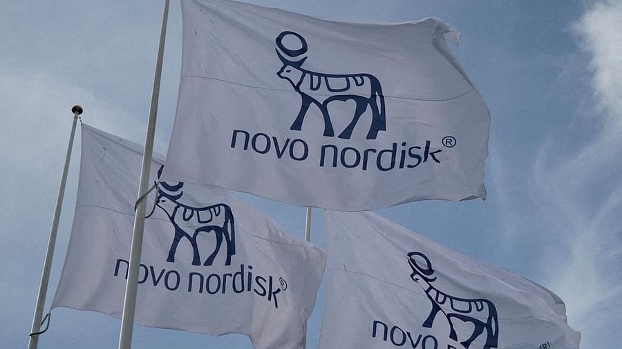 <div class="paragraphs"><p>Flags with the Novo Nordisk logo flutter outside their Danish company's offices in Copenhagen, Denmark. </p></div>