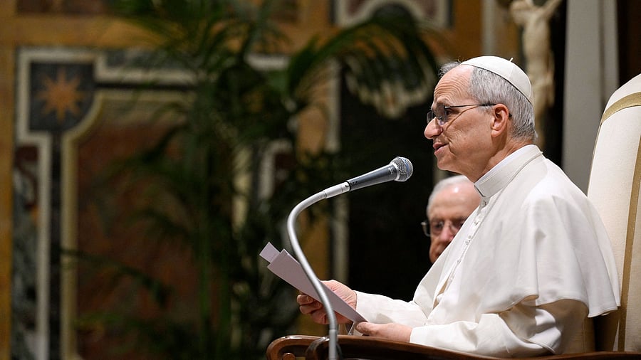 <div class="paragraphs"><p>Pope Leo XIV speaks to members of the Centesimus Annus Foundation, at the Vatican</p></div>