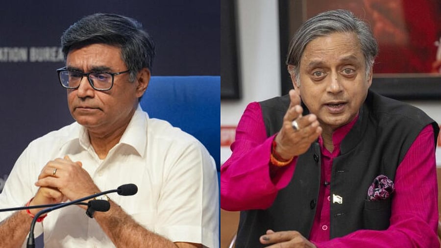 <div class="paragraphs"><p>Foreign Secretary Vikram Misri (L) and senior Congress MP Shashi Tharoor (R).</p></div>