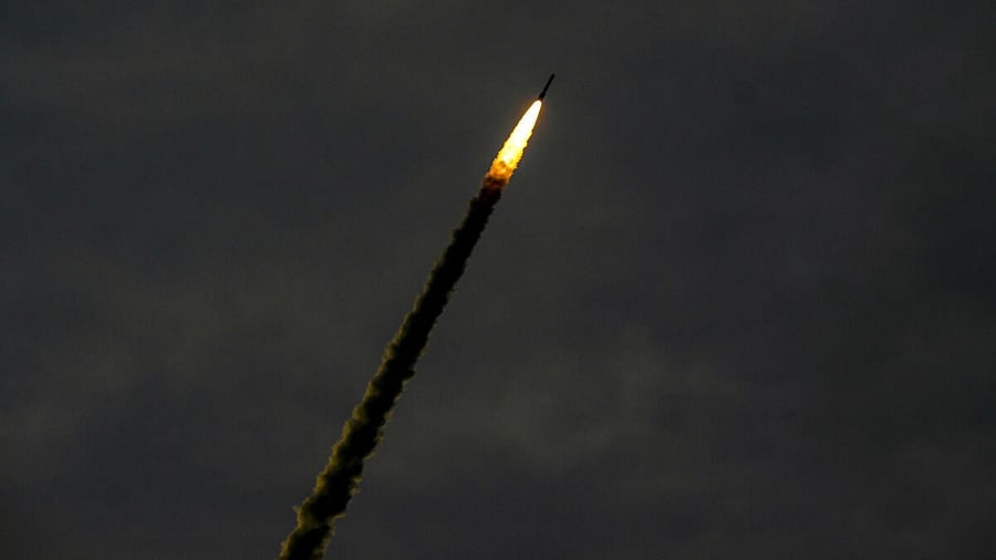<div class="paragraphs"><p>PSLV-C61 rocket carrying Earth Observation Satellite (EOS-09) lifts off from the first launch pad, in Sriharikota, Sunday, May 18, 2025. After a precise liftoff, Chairman V Narayanan said that the mission could not be accomplished as planned.</p></div>