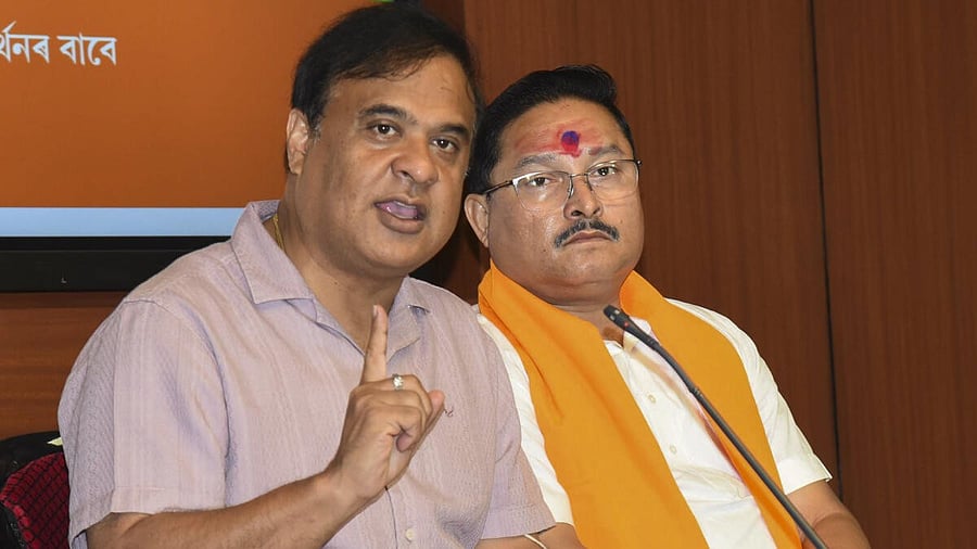 <div class="paragraphs"><p>Assam Chief Minister Himanta Biswa Sarma with state BJP President Dilip Saikia</p></div>