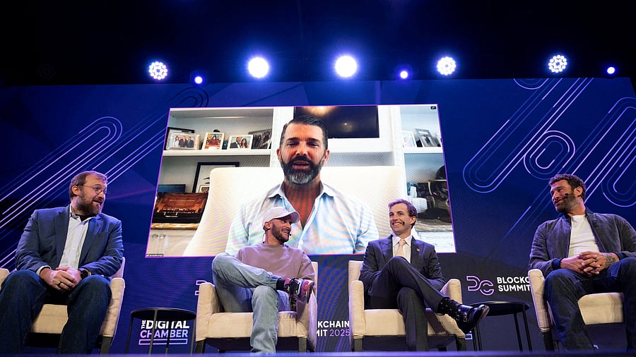 <div class="paragraphs"><p>Charles Hoskinson moderates a panel as Chase Herro, Zach Witkoff, Zak Folkman and Donald Trump Jr. speak about World Liberty Financial at the DC Blockchain Summit 2025 in Washington, DC.</p></div>