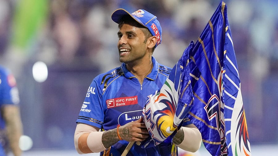 <div class="paragraphs"><p>Mumbai Indians' Suryakumar Yadav after the Indian Premier League (IPL) Twenty20 cricket match between Mumbai Indians and Delhi Capitals at the Wankhede Stadium, in Mumbai, Wednesday, May 21, 2025. Mumbai Indians won the match by 59 runs.</p></div>