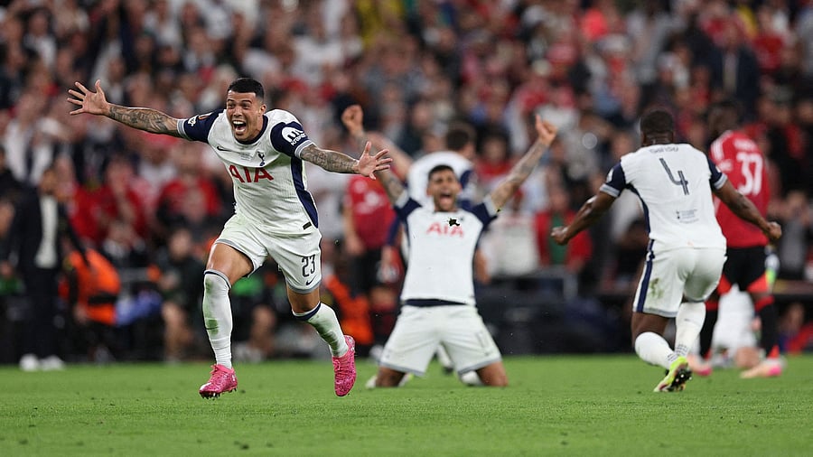 <div class="paragraphs"><p>Soccer Football - Europa League - Final - Tottenham Hotspur v Manchester United - San Mames, Bilbao, Spain - May 21, 2025 Tottenham Hotspur's Pedro Porro celebrates after winning the Europa League     </p></div>