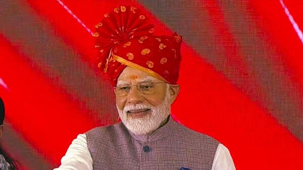 <div class="paragraphs"><p>Prime Minister Narendra Modi during the inauguration and foundation stone laying of various development projects, in Bikaner district, Rajasthan.</p></div>