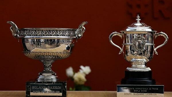 <div class="paragraphs"><p>La Coupe des Mousquetaires (The Musketeers' Cup) men's winner trophy and the Suzanne-Lenglen cup women's winner trophy are seen ahead of the French Open tennis tournament in Paris</p></div>