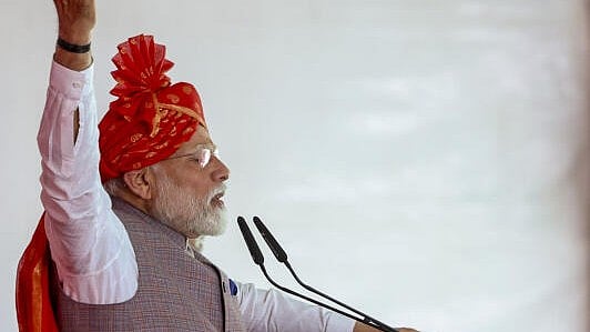 <div class="paragraphs"><p>PM Narendra Modi addresses a gathering during the inauguration and foundation stone laying of various development projects, in Bikaner.</p></div>