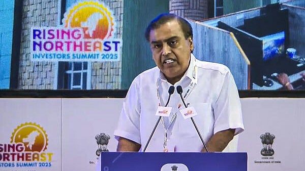<div class="paragraphs"><p>Reliance Industries Chairman Mukesh Ambani addresses the Rising Northeast Investors Summit 2025.</p></div>