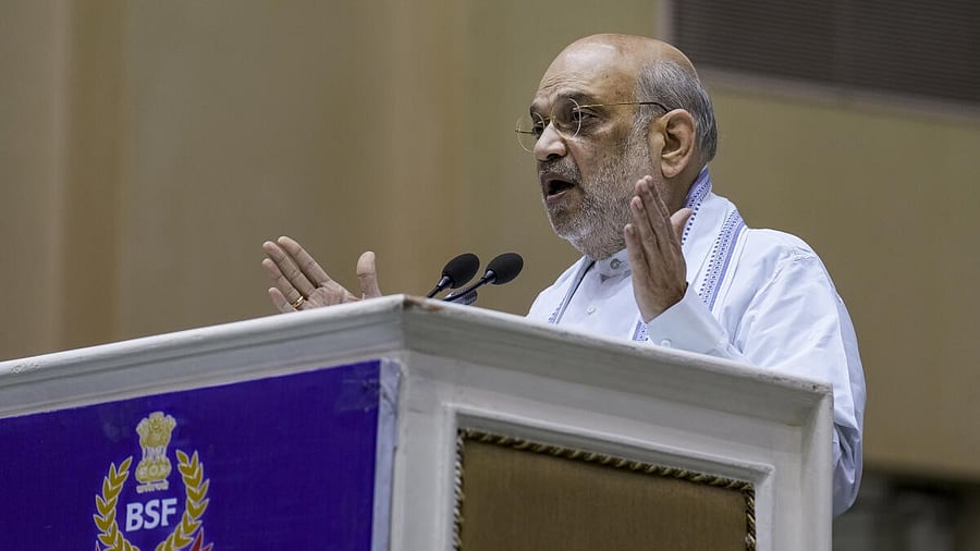 <div class="paragraphs"><p>Union Home Minister Amit Shah addresses the gathering during the Border Security Force (BSF) Investiture Ceremony and Rustamji Memorial Lecture, in New Delhi, Friday, May, 23, 2025.</p></div>